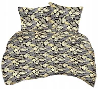 Pościel - pościel bawełna deLUX 200x220 + 2 poszewki B 314 palma złota na szarym - miniaturka - grafika 1