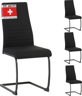 Krzesło wspornikowe ALBATROS TURANO, zestaw 4 sztuk, czarne - krzesło do jadalni o nowoczesnym designie, obicie z tkaniny, gruba tapicerka - krzesło kuchenne, tapicerowane krzesło do jadalni, krzesło do stołu jadalnego - Krzesła - miniaturka - grafika 1