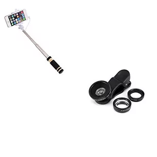 Foto-Pack do smartfona Alcatel 1 x 2019 (Mini Selfie Stick + obiektyw 3 w 1, Android, przycisk iOS - Selfie stick - miniaturka - grafika 1