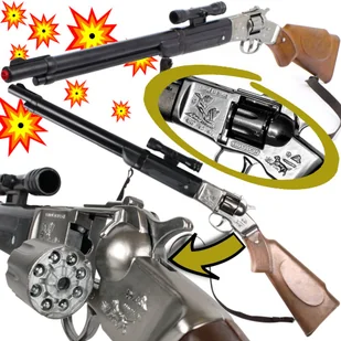 GONHER Metalowa Strzelba Hukowa Na Kapiszony Kowbojska 8 - Strzałowa - Zabawki militarne - miniaturka - grafika 1