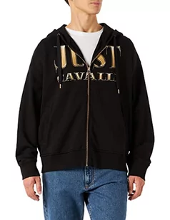 Just Cavalli Męska bluza z kapturem z zamkiem błyskawicznym, czarna, XL (DE) - Bluzy męskie - miniaturka - grafika 1