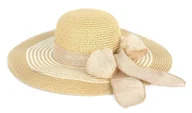 Czapki damskie - Kapelusz Damski Letni Plażowy Słomkowy Duże Rondo Z Kokardą Stylowy Vintage - miniaturka - grafika 1