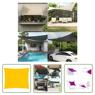 The Living Store Żagiel przeciwsłoneczny - 160 g/m² - żółty - 4x4 m - HDPE - Żagiel Przeciwsłoneczny - Parasole ogrodowe - miniaturka - grafika 1