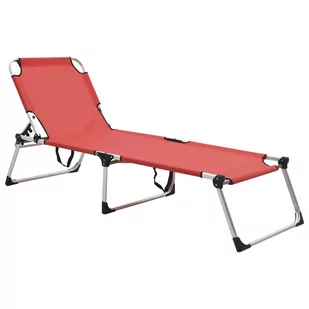 vidaXL Wysoki leżak dla seniora, składany, czerwony, aluminiowy - Leżaki ogrodowe - miniaturka - grafika 1