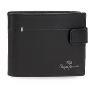 Portfele - Pepe Jeans Staple Portfel Poziomy Z Zamknięciem Czarnym 11x8,5x1 cms Skóra, czarny, Talla única, Portfolio poziome z zamknięciem kliknięcia - miniaturka - grafika 1