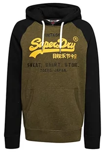 Superdry Męska bluza z kapturem, Black/Olive Marl, XXL - Bluzy męskie - miniaturka - grafika 1