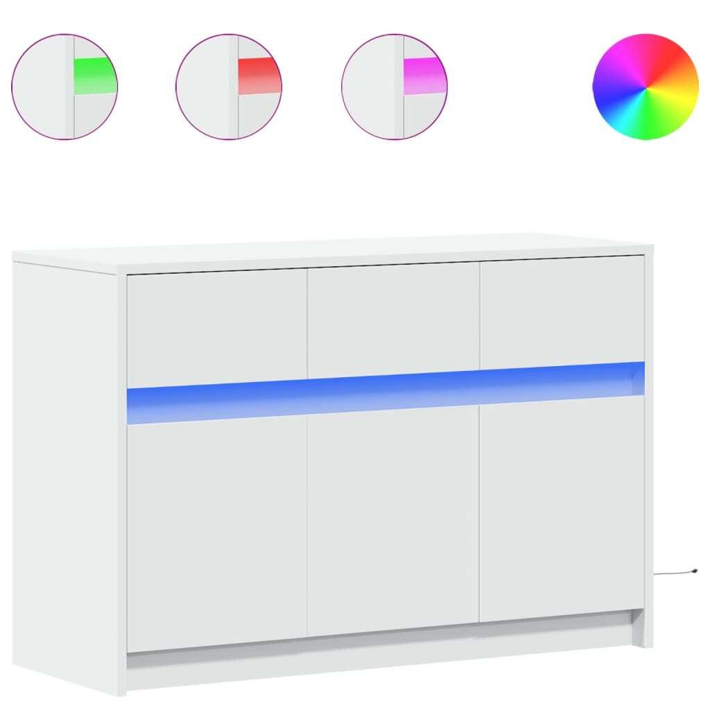 vidaXL Szafka pod telewizor z oświetleniem LED Biała 91x34x61 cm Materiał drewnopochodny
