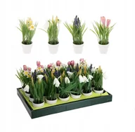 Sztuczne kwiaty - Sztuczne kwiaty ozdobne w białej doniczce 23 cm - miniaturka - grafika 1