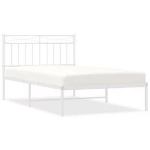 Metalowa rama łóżka z wezgłowiem, biała, 107x203 cm Lumarko! - Łóżka - miniaturka - grafika 3