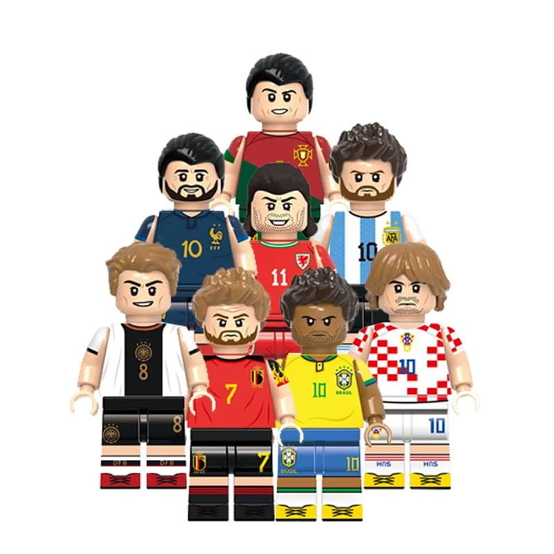 Piłkarskie Legendy New - Piłkarzyki Ronaldo Messi Neymar Kroos Bale Benzema Bruyne Modric - figurki klocki 8 szt