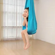 Namioty i tipi dla dzieci - HUŚTAWKA SENSORYCZNA TERAPEUTYCZNA DLA DZIECI HAMAK 280x150cm 100kg Błękitna - miniaturka - grafika 1