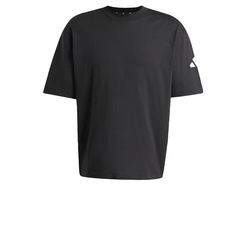 adidas Mężczyźni ESSENTIALS LOSE FIT THREE BAR TEE, Black/White, M