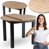 Stoły - Stół Rozkładany Okrągły Kuchenny HARRY do Jadalni Salonu Kuchni Dąb Artisan - miniaturka - grafika 1