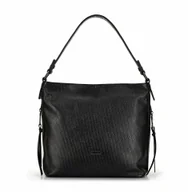 Torebki damskie - Damska torebka worek z ekoskóry połyskująca czarna - miniaturka - grafika 1