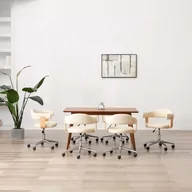 Krzesła - vidaXL Obrotowe krzesła stołowe, 6 szt., kremowe, sztuczna skóra - miniaturka - grafika 1