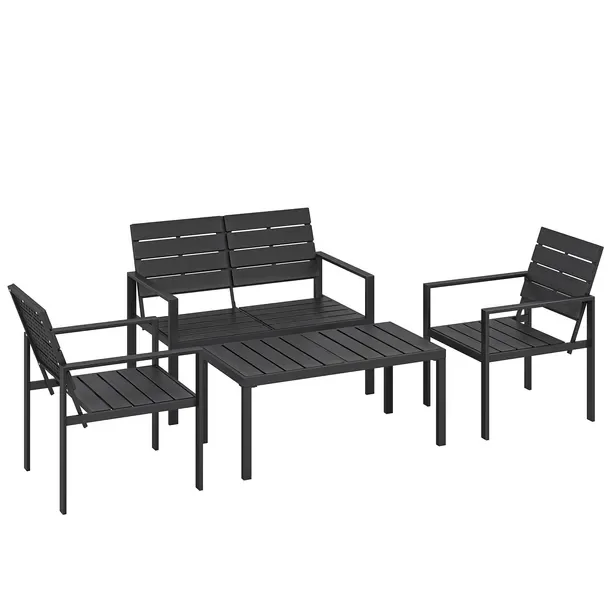 Lounge zestaw mebli ogrodowych dla 4 osób HDPE stół i fotele brązowe