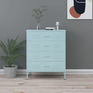 vidaXL Szafka z szufladami miętowa 80x35x101,5 cm stalowa 336203 - Komody - miniaturka - grafika 1