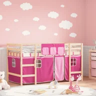Łóżka dla dzieci i młodzieży - Dziecięce łóżko na antresoli, różowe zasłonki, 80x200 cm Lumarko! - miniaturka - grafika 1