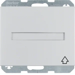 Berker Gniazdo Schuko z klapką, polem opisowym oraz przesłonami torów prądowych K.5 - aluminium - Gniazdka elektryczne - miniaturka - grafika 1