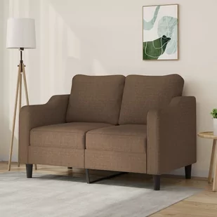 vidaXL Sofa 2-osobowa, brązowa, 120 cm, tapicerowana tkaniną - Sofy i kanapy - miniaturka - grafika 1