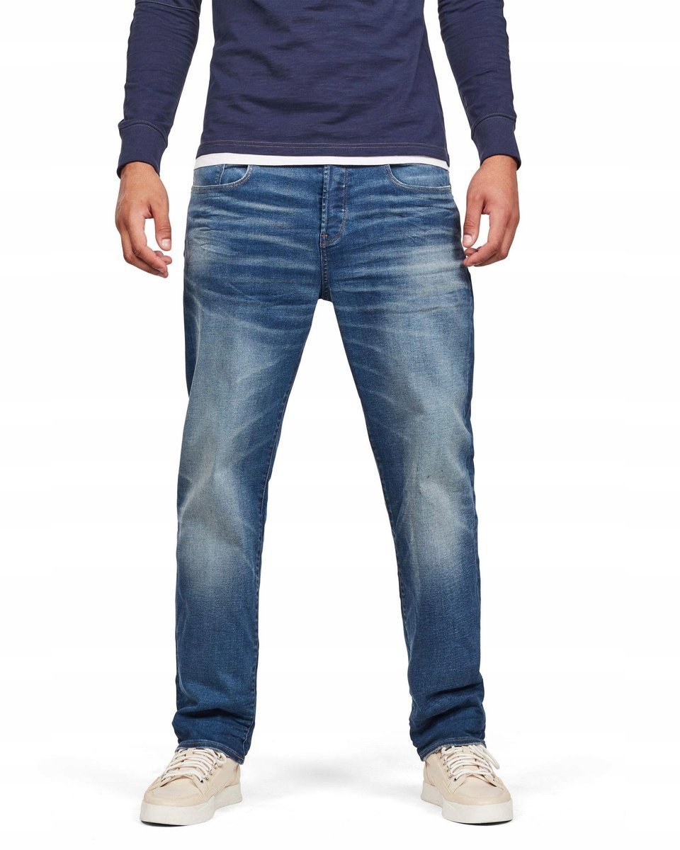 G STAR RAW JEANSY PROSTE NIEBIESKIE Z PRZETARCIAMI BAWEŁNA 25/28 6FA