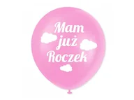 Baby shower i roczek - Balony z nadrukiem dla dziewczynki "Mam już roczek" - 30 cm - 5 szt. - miniaturka - grafika 1
