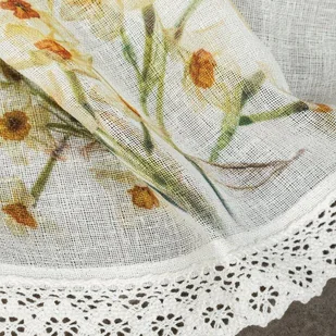 Firana 60 x 150 Dekoracyjna Gotowa Flora Biały+Żół - Firany - miniaturka - grafika 8