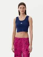 Koszulki i topy damskie - adidas Top Essentials Small Logo JC5939 Granatowy Slim Fit - miniaturka - grafika 1