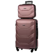 Walizki - Zestaw Walizka Średnia + Kuferek z ABS-u (M+BC) Różowe Złoto - miniaturka - grafika 1