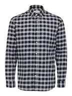 Koszule męskie - SELECTED HOMME Męska koszula flanelowa, Black/Checks: normalny, S - miniaturka - grafika 1