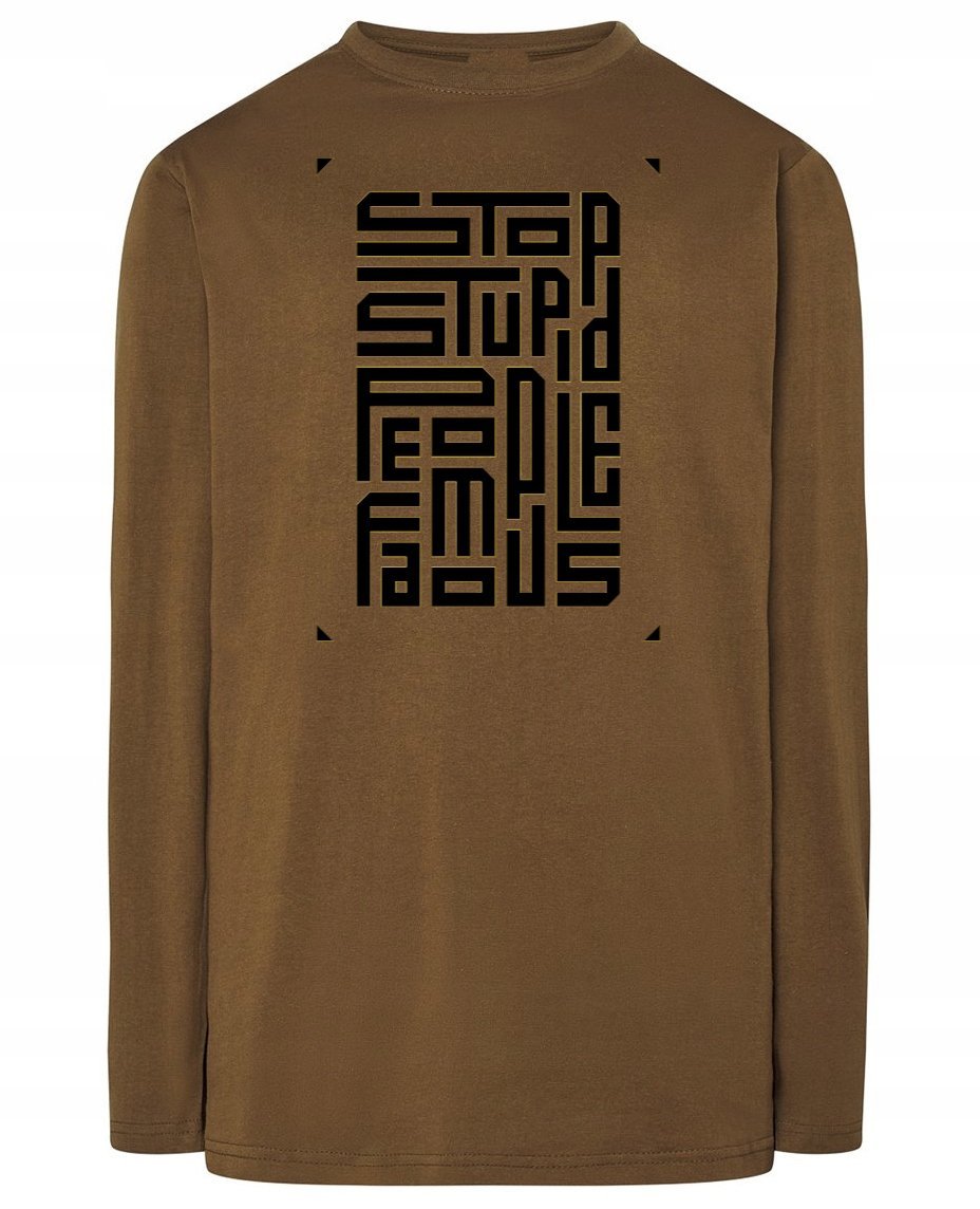 Longsleeve męski nadruk STOP STUPID PEOPLE r.XS