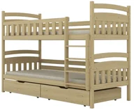 Łóżka dla dzieci i młodzieży - Łóżko piętrowe JULITA 200x80 sosna lakierowana drewniane z szufladami KOCOT KIDS - miniaturka - grafika 1