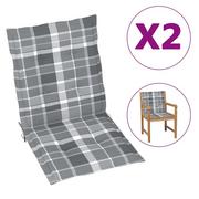Poduszki ogrodowe - vidaXL Poduszki na krzesła ogrodowe, 2 szt., szara kratka, 100x50x4 cm - miniaturka - grafika 1