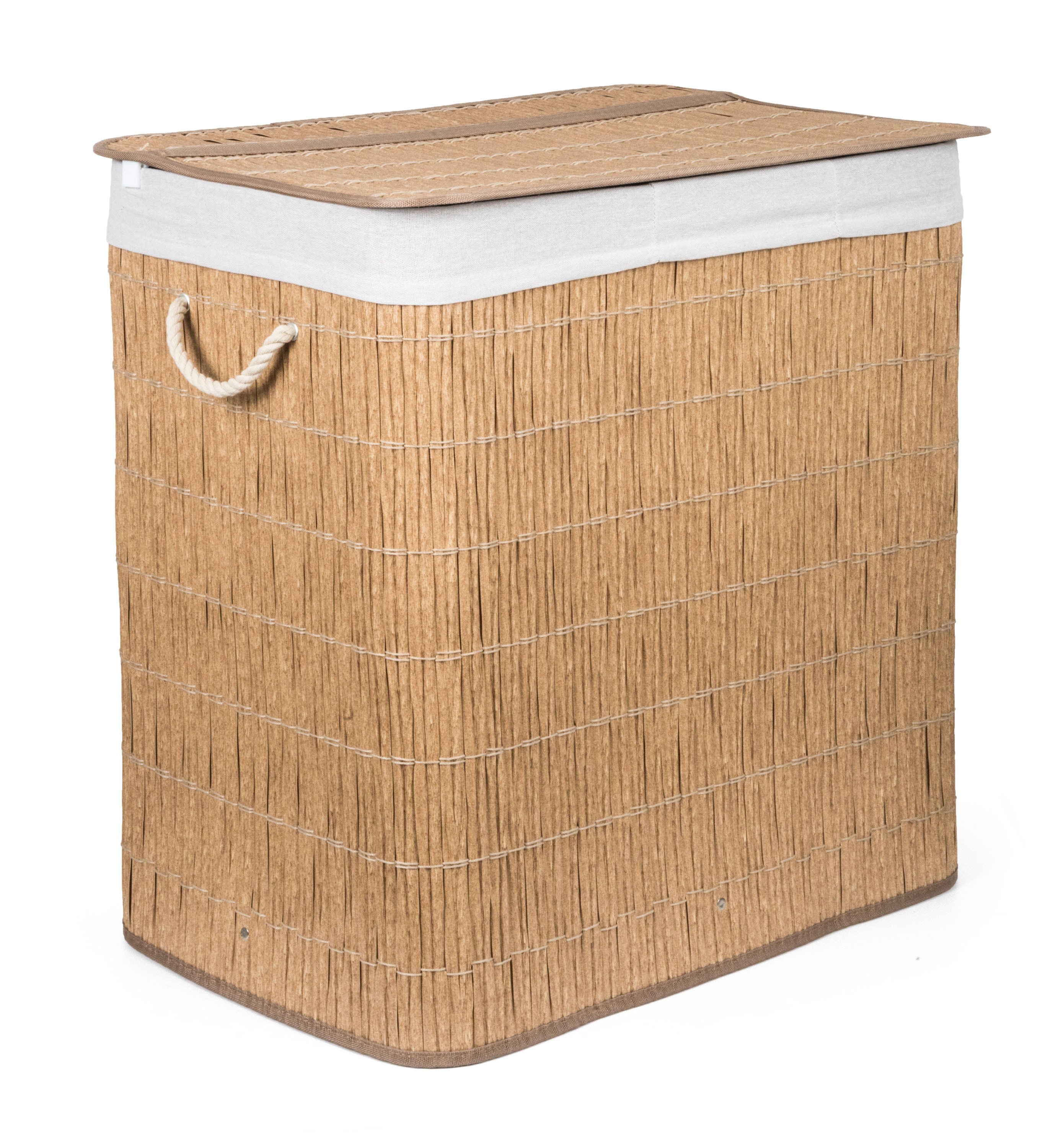 G21 150 l kosz na pranie z przegrodami, rattanowy design z białym koszem