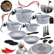 Zestawy garnków i patelni - MARMURKOWE ZESTAW GARNKÓW GAZ INDUKCJA Garnki DO ZAPIEKANIA PATELNIA 17el - miniaturka - grafika 1