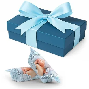 KRÓWKI podziękowania w pudełku niebieskim chrzest roczek - Cukierki - miniaturka - grafika 1