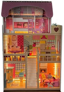 Domek dla LALEK duży DREWNIANY zestaw MEBELKI DOM 3 piętra LED 90 cm XXL - Domki dla lalek Domek dla LALEK duży DREWNIANY zestaw MEBELKI DOM 3 piętra LED 90 cm XXL - Domki dla lalek - miniaturka - grafika 1