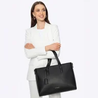 Torebki damskie - Damska torba na laptopa 16" z imitacji skóry czarna - miniaturka - grafika 1