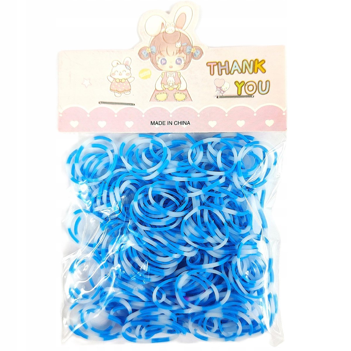 Gumki do robienia bransoletek naszyjników LOOM BANDS niebiesko-białe 200szt