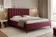 Łóżka - Łóżko tapicerowane z zagłówkiem 120x200 Tatiana Slim II - Podwójne łóżko z podstawą łóżka i drewnianą ramą z listew - Aksamitna tkanina - Bordowy czerwony & Velluto 32 - miniaturka - grafika 1