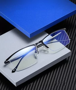 Okulary korekcyjne, oprawki, szkła - Żyłkowe okulary do komputera męskie tv smartfona blue light zerówki czarne 2597a - grafika 1