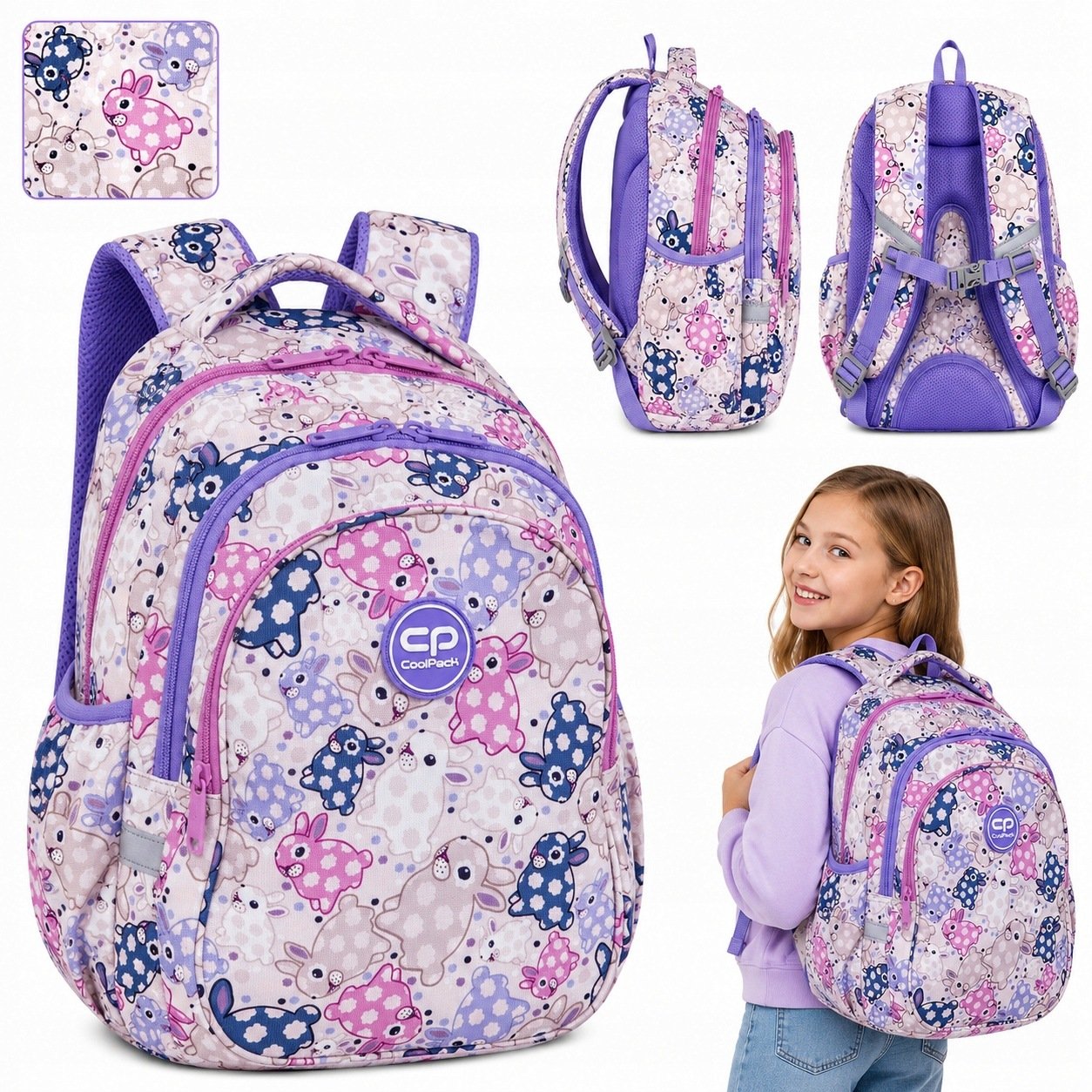 Plecak Szkolny Dla Dziewczynki Klasa 1-3 Młodzieżowy Króliczki Coolpack