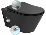 Miski WC - SAPHO - Miska wisząca WC czarny mat AVVA rimless z prysznicem bidetowym i baterią 35,5x53 cm bez deski 100315-110 - miniaturka - grafika 1