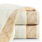 Ręczniki - Ręcznik bawełniany 30x50 AGIS kremowy puszysty z żakardową bordiurą liści lilii wodnej - miniaturka - grafika 1