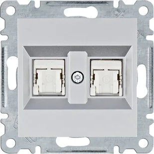 Hager Gniazdo komputerowe 2xRJ45 kat. 6 FTP LUMINA - srebrny mat - Gniazdka elektryczne - miniaturka - grafika 1