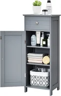 Szafki łazienkowe - Wąska szafka łazienkowa z drzwiami, szufladą, 3 regulowanymi półkami, wodoodporna, do salonu, przedpokoju, sypialni, drewniana, 35,5 x 30,5 x 88 cm (szara) - miniaturka - grafika 1