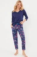 Piżamy damskie - Piżama damska z 3/4 rękawem i 7/8 spodniami granatowa Folk, Kolor granatowy-wzór, Rozmiar S, Italian Fashion - Primodo.com - miniaturka - grafika 1