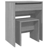 Toaletki - vidaXL Toaletka z taboretem szara Sonoma 60x40x113,5 cm - miniaturka - grafika 1