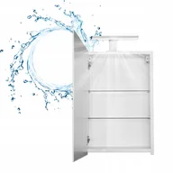 Szafki łazienkowe - Szafka Biała Łazienkowa Wisząca z Lustrem 50 x 60 cm Lampka Oświetlenie LED - miniaturka - grafika 1