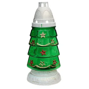 Znicz szklany choinka Z-72/Z 24 cm beżowo-zielony - Lampiony i znicze - miniaturka - grafika 1